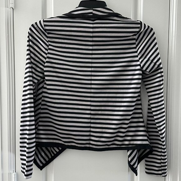Striped Black & Gray Open Front Cardigan Blazer S Ny Collection - Picture 2 of 9